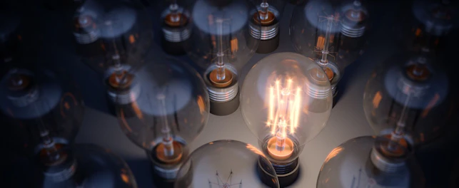 Glowing Light Bulb Between the Others