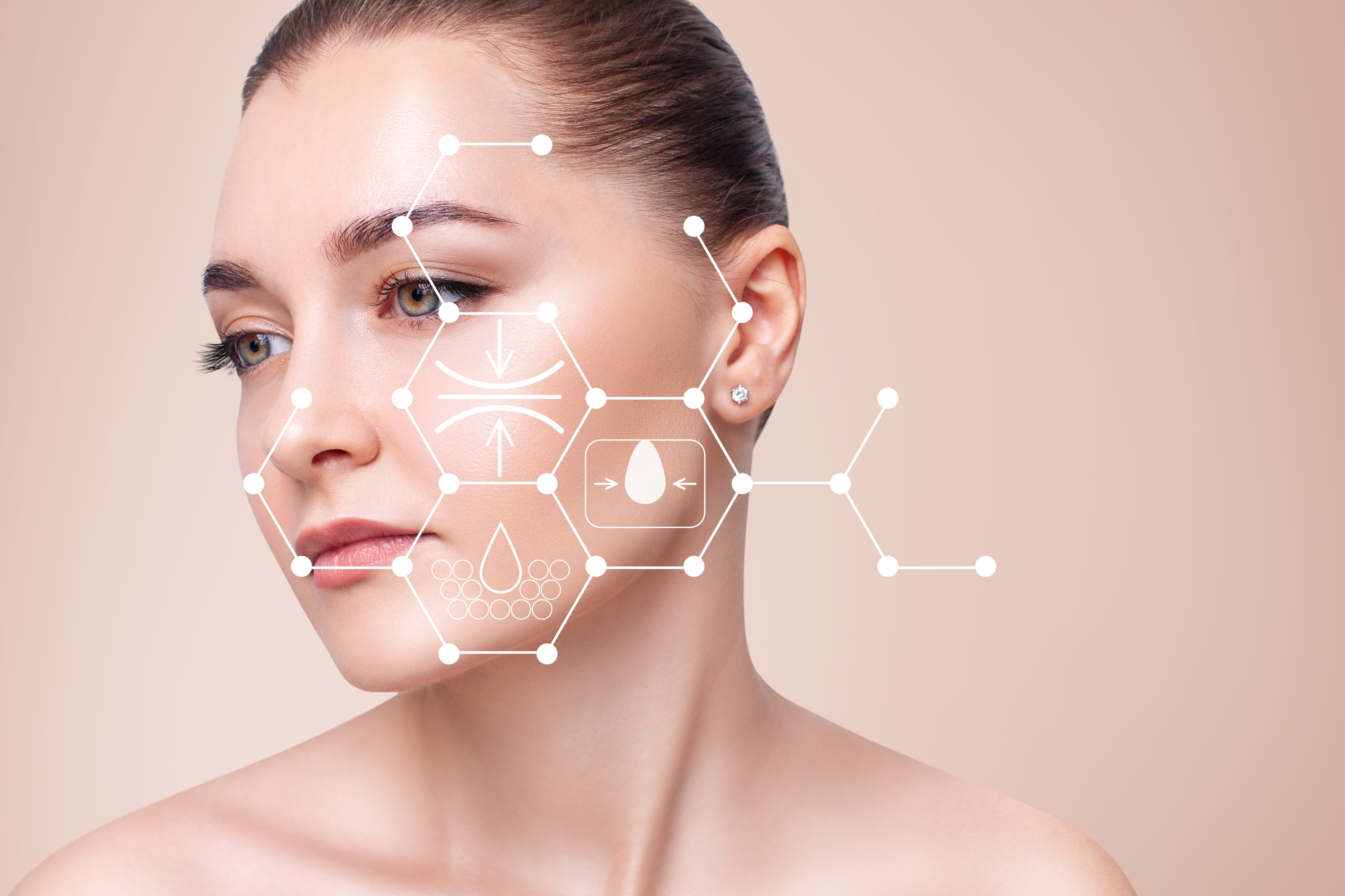 Infographic shows cleansing effect on beautiful female face