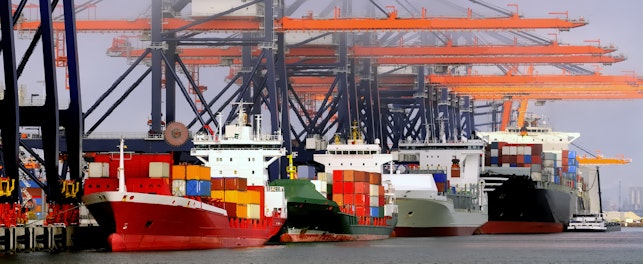 Container terminal in the port of Rotterdam in The Netherlands