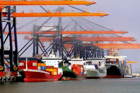 Container terminal in the port of Rotterdam in The Netherlands