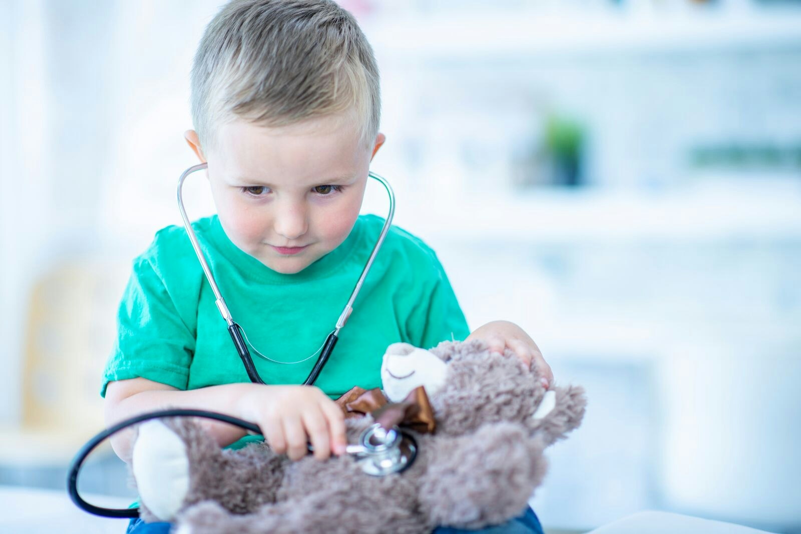 Kid Wearing Stethoscope Playing Doctor