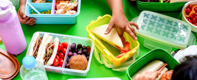 Kids Eating with Lunch Box