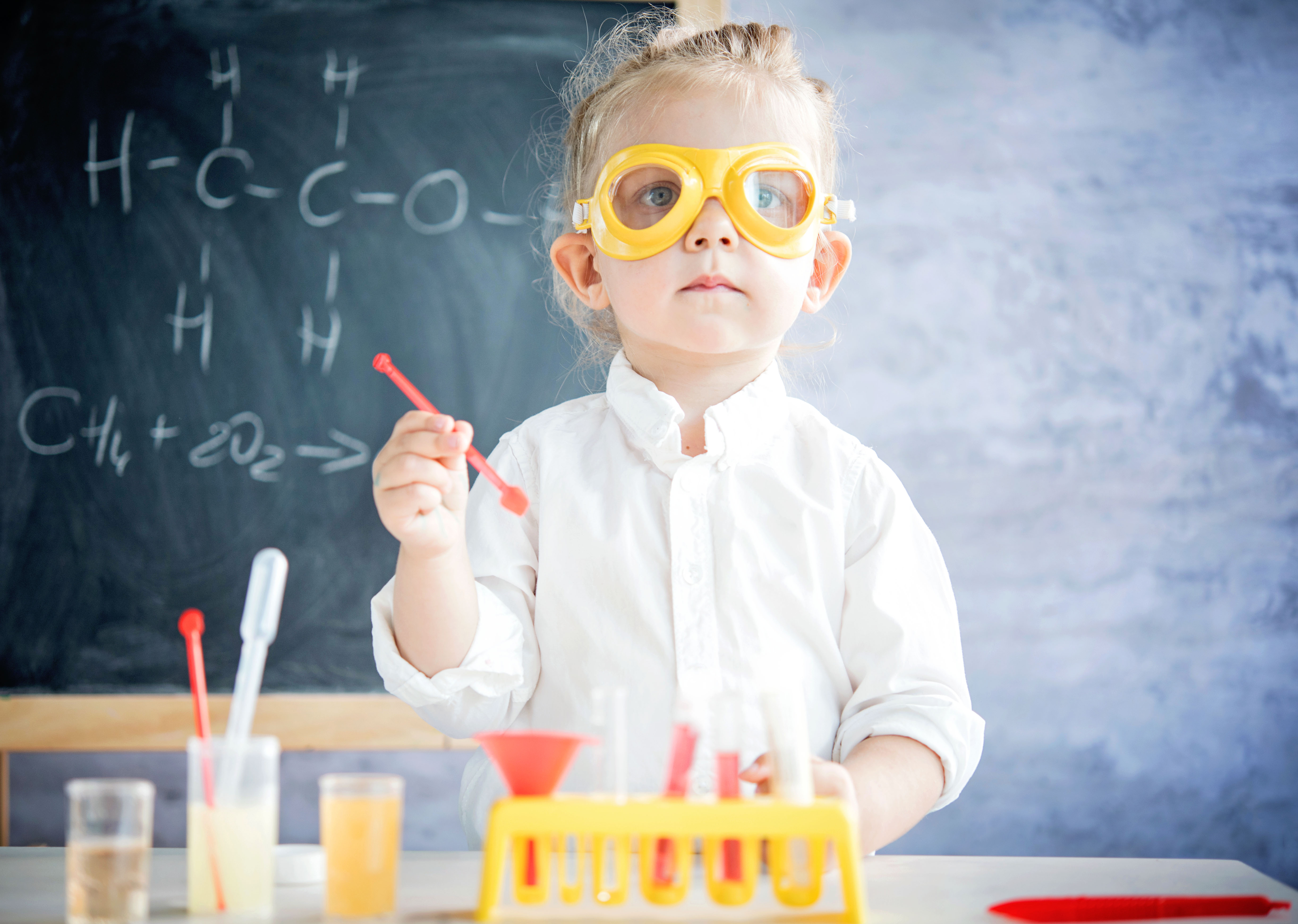 Little Girl Conducting Science Experiment