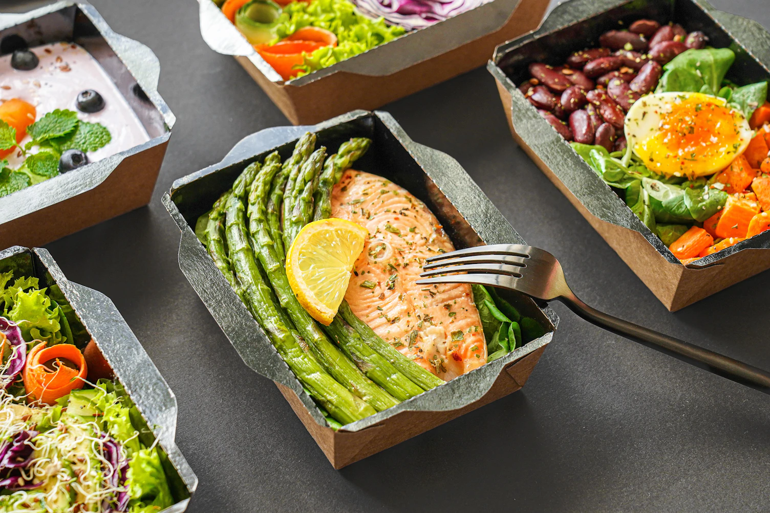 Lunch Menu In Foil and Paper Boxes