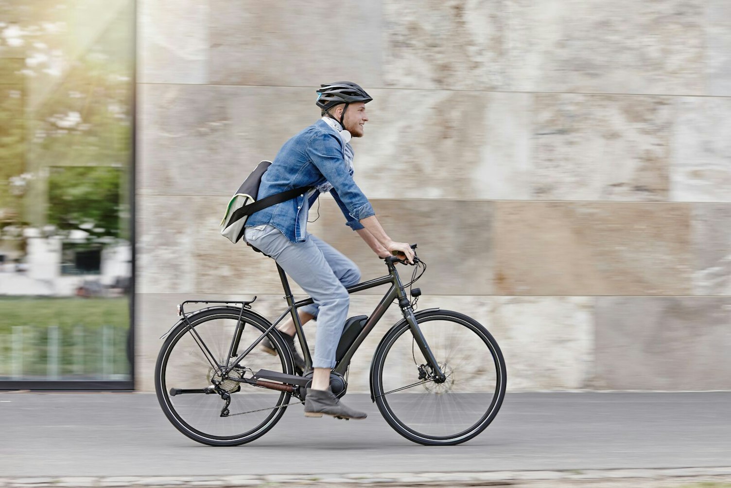 Man Riding his Electric Bike