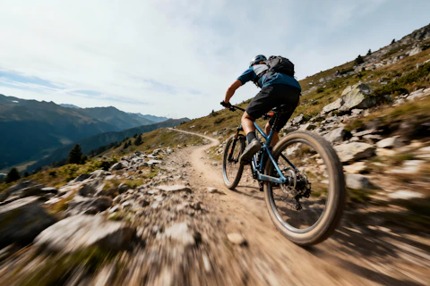 Man Riding His Moutain Bike