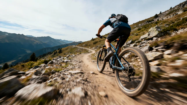 Man Riding His Moutain Bike