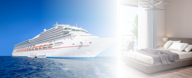 Modern Luxury Hotel Room and Cruise Ship