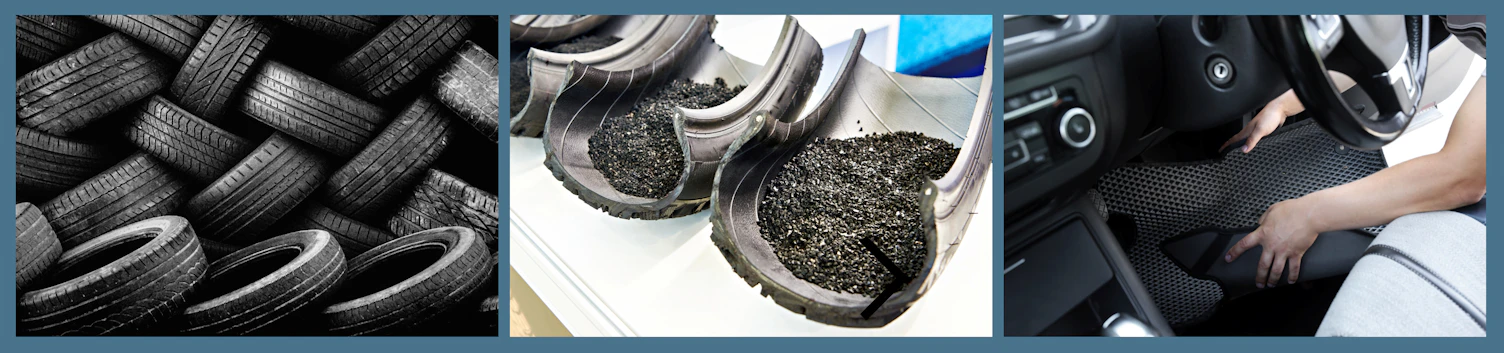 Montage of auto recycled materials