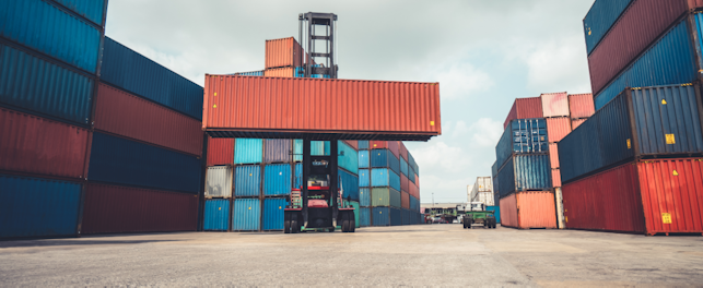 Conteneurs de fret pour l'expédition à l'étranger dans un chantier naval