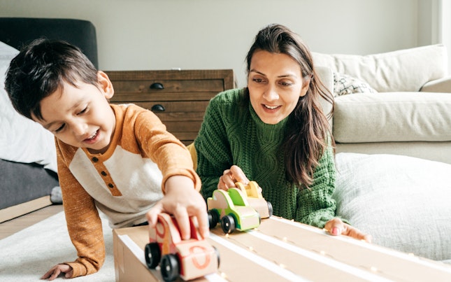 Mother and Son Playing at Home