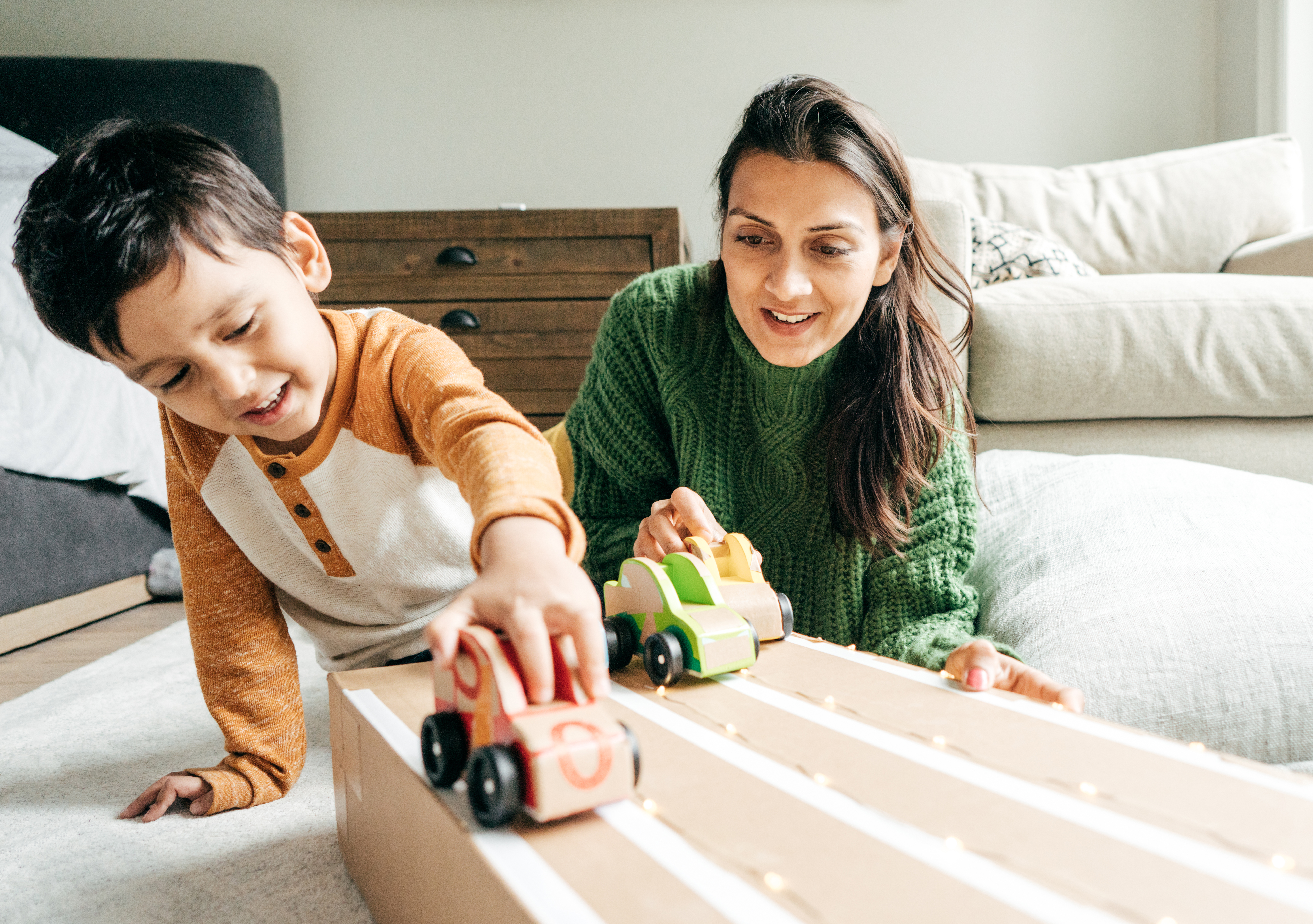 Mother and Son Playing at Home