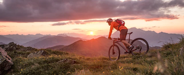 Mountainbiker Riding in the Mountains