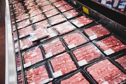 Packed Meat in Supermarket Cooler