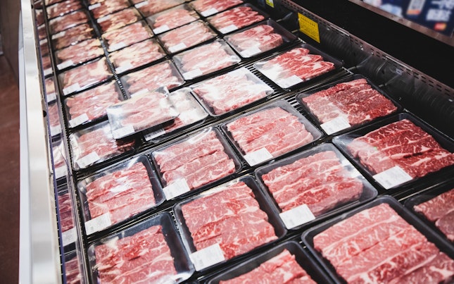 Packed Meat in Supermarket Cooler