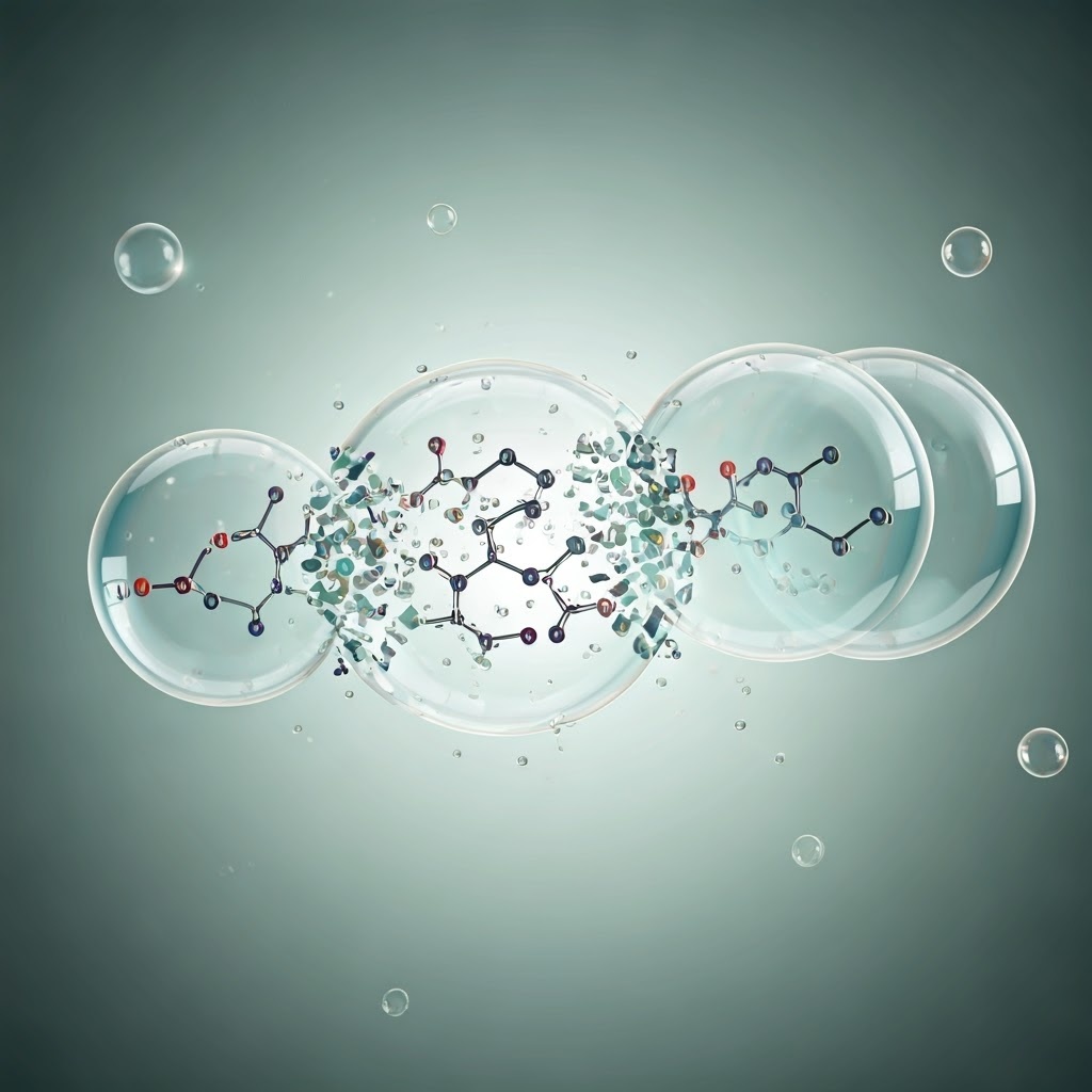 pfas molecules breaking apart in bubbles