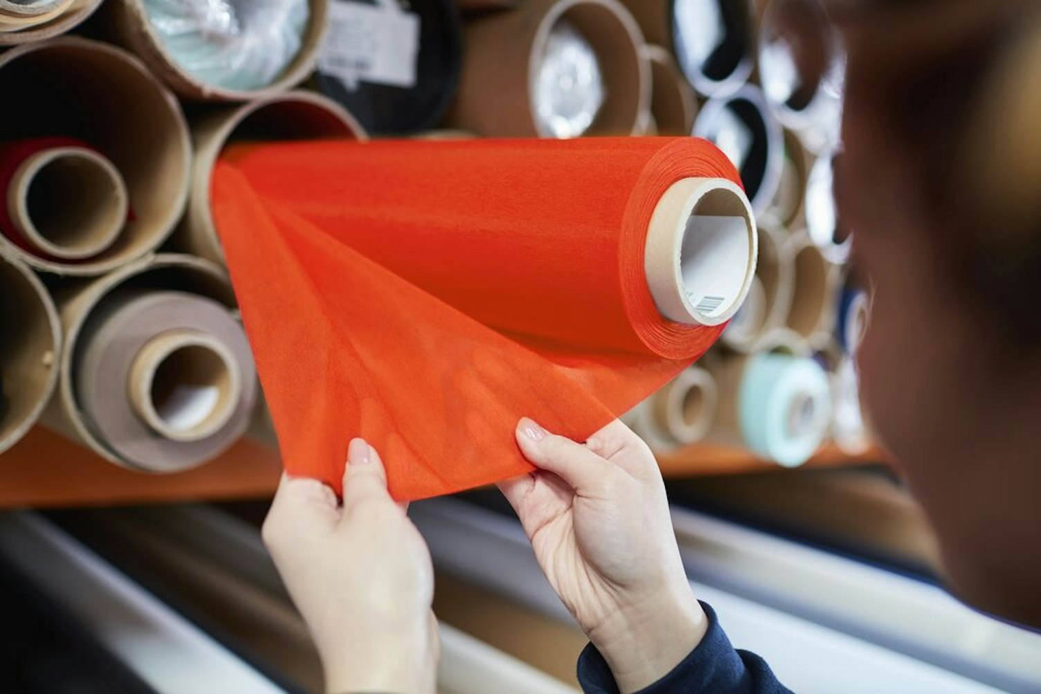 Roll of Fabric Orange Transparent