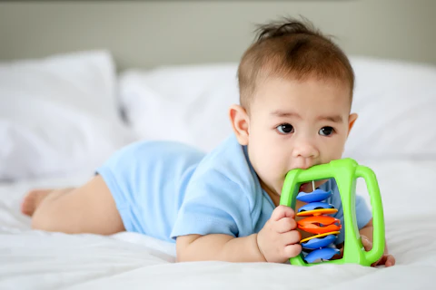 Baby Chewing on Toy