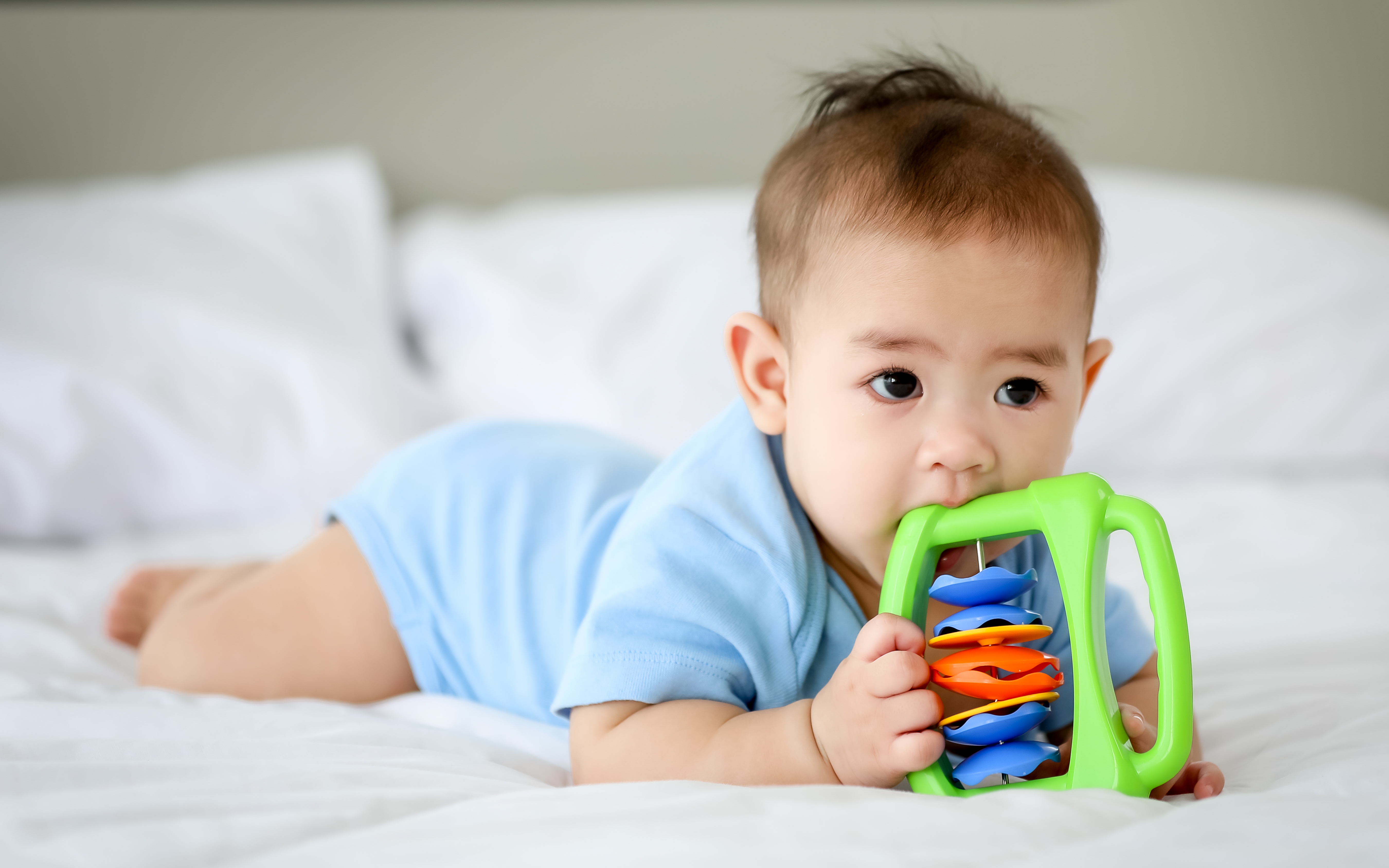 Baby Chewing on Toy