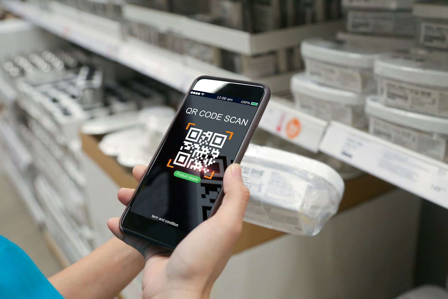 Smart Phone Scanning QR Code for Product Information