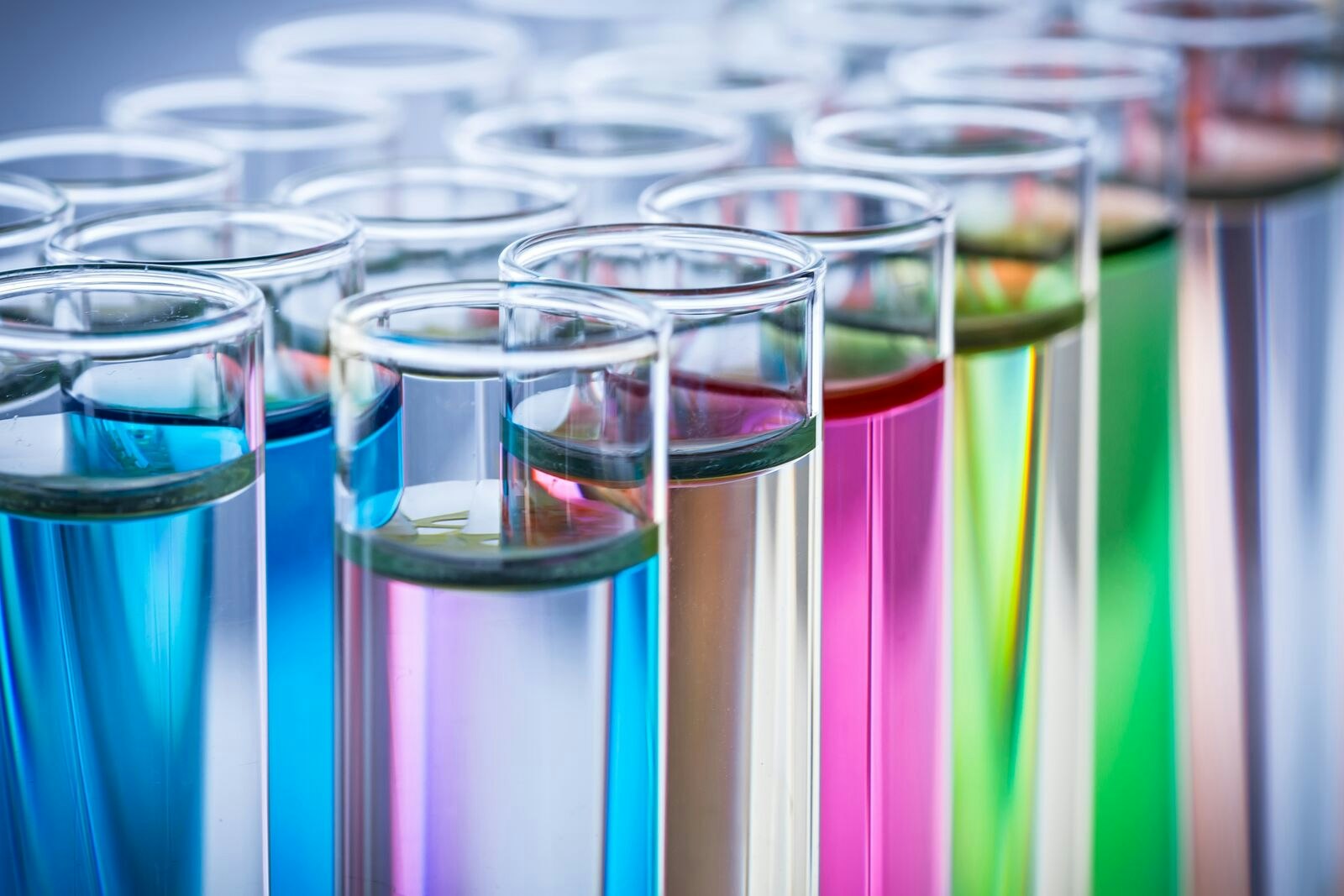 Test Tubes with Chemicals Solution