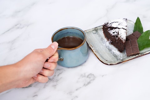 top view minimal food scene during coffee break