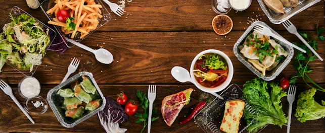 Variety of food in a take away