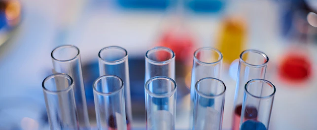 Various colored liquids visible inside tubes