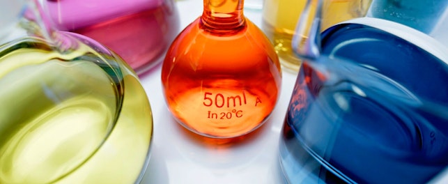 Volumetric Flasks Containing Solutions