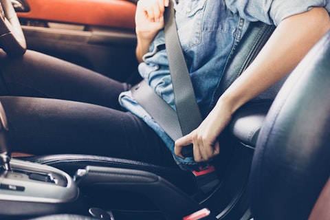 Woman Fastening her Seatbelt in her Car before Driving