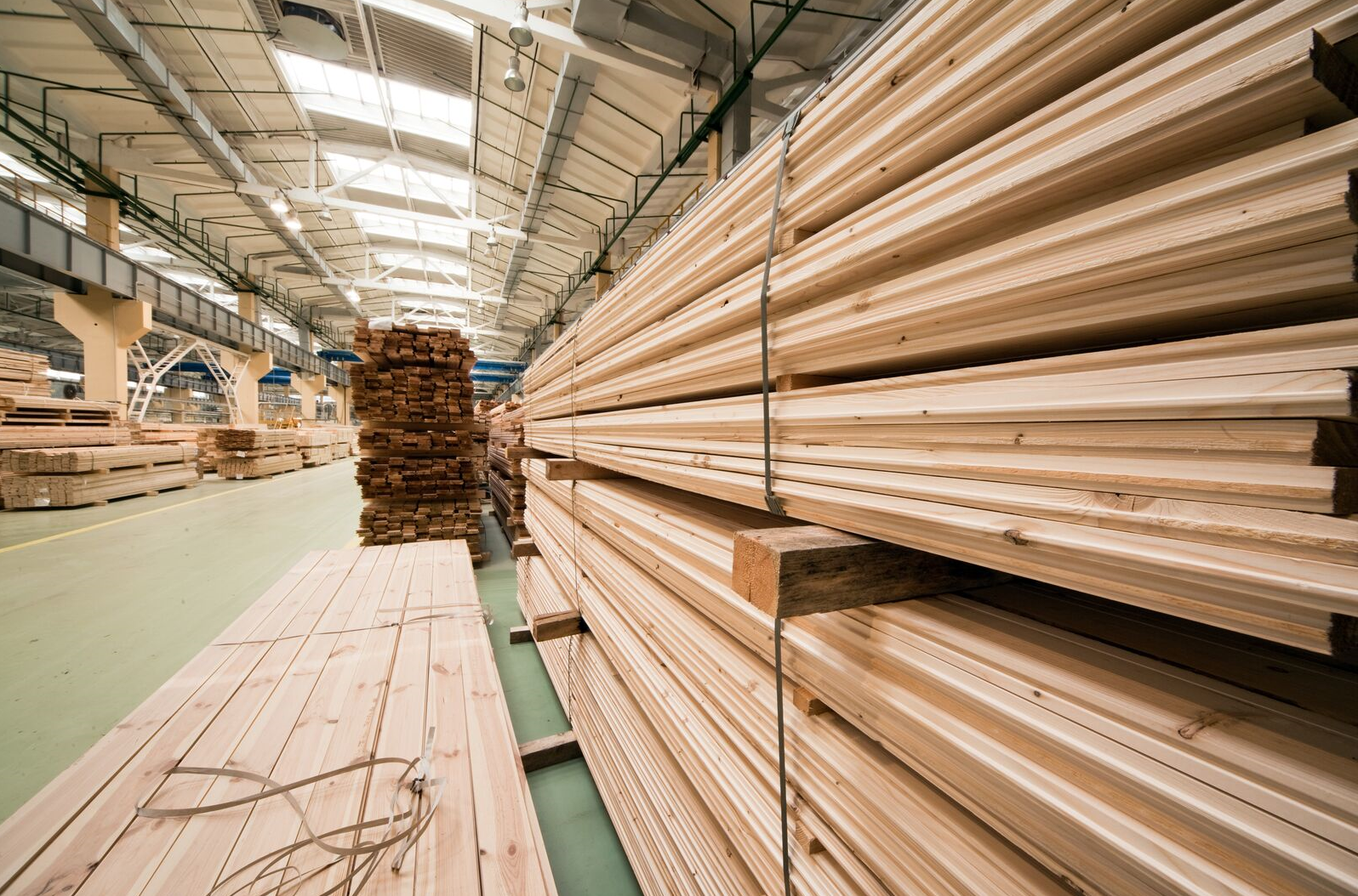 Wood Planks Stored in a Warehouse