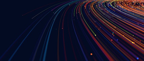 Colourful Circular Lines on Dark Blue Background