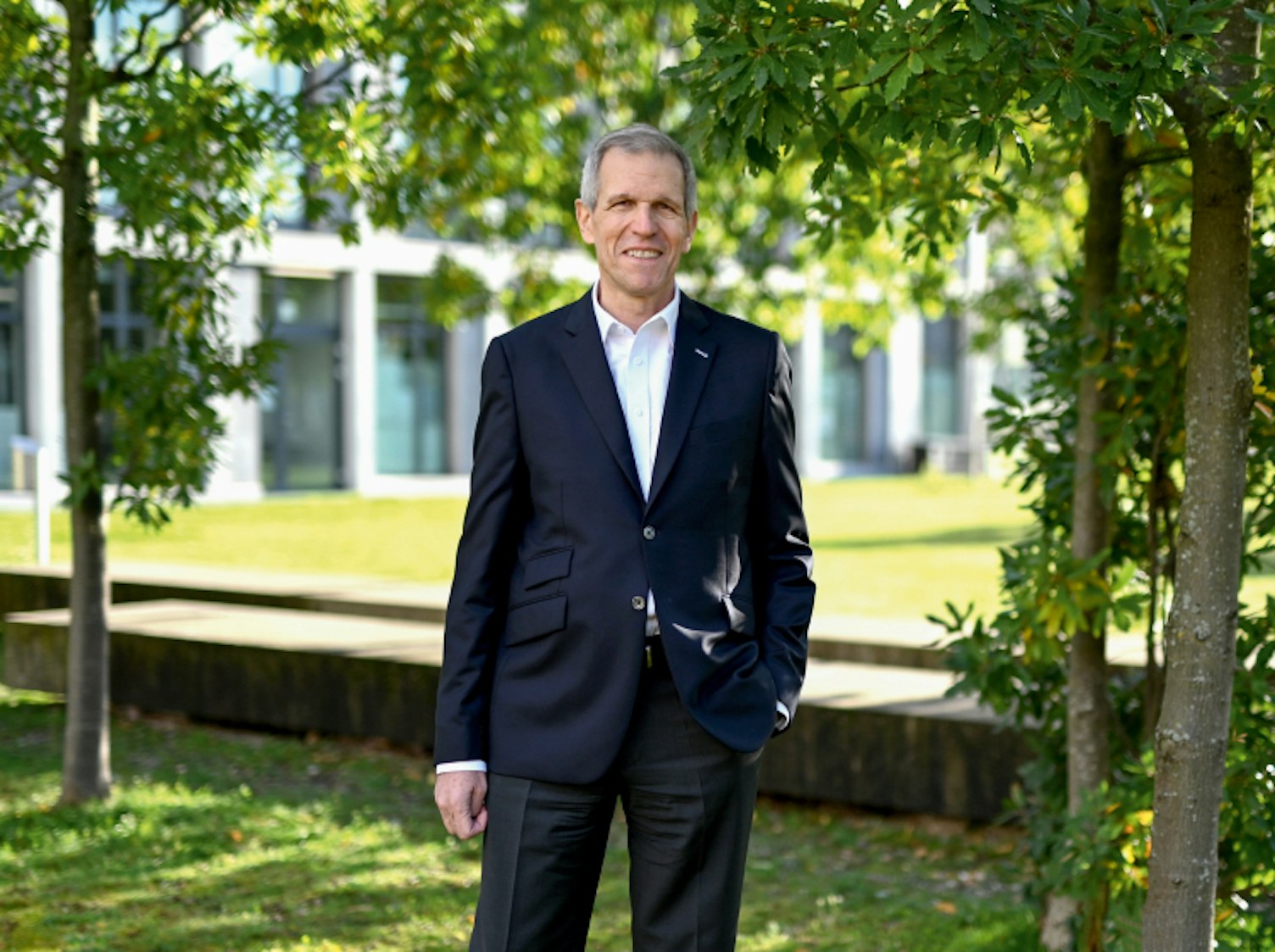 Calvin Grieder in a garden