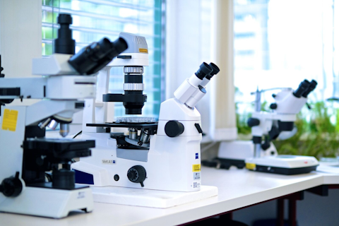 Microscopes in a laboratory