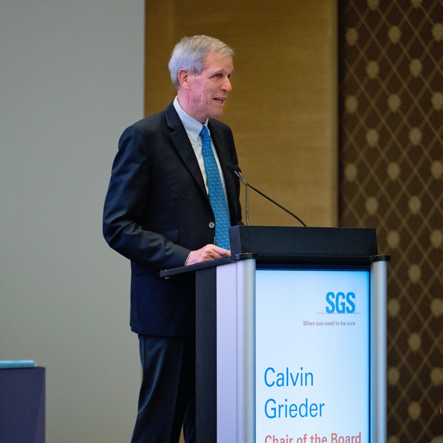 Calvin Grieder, Chairman of SGS, at the 2025 AGM of SGS SA
