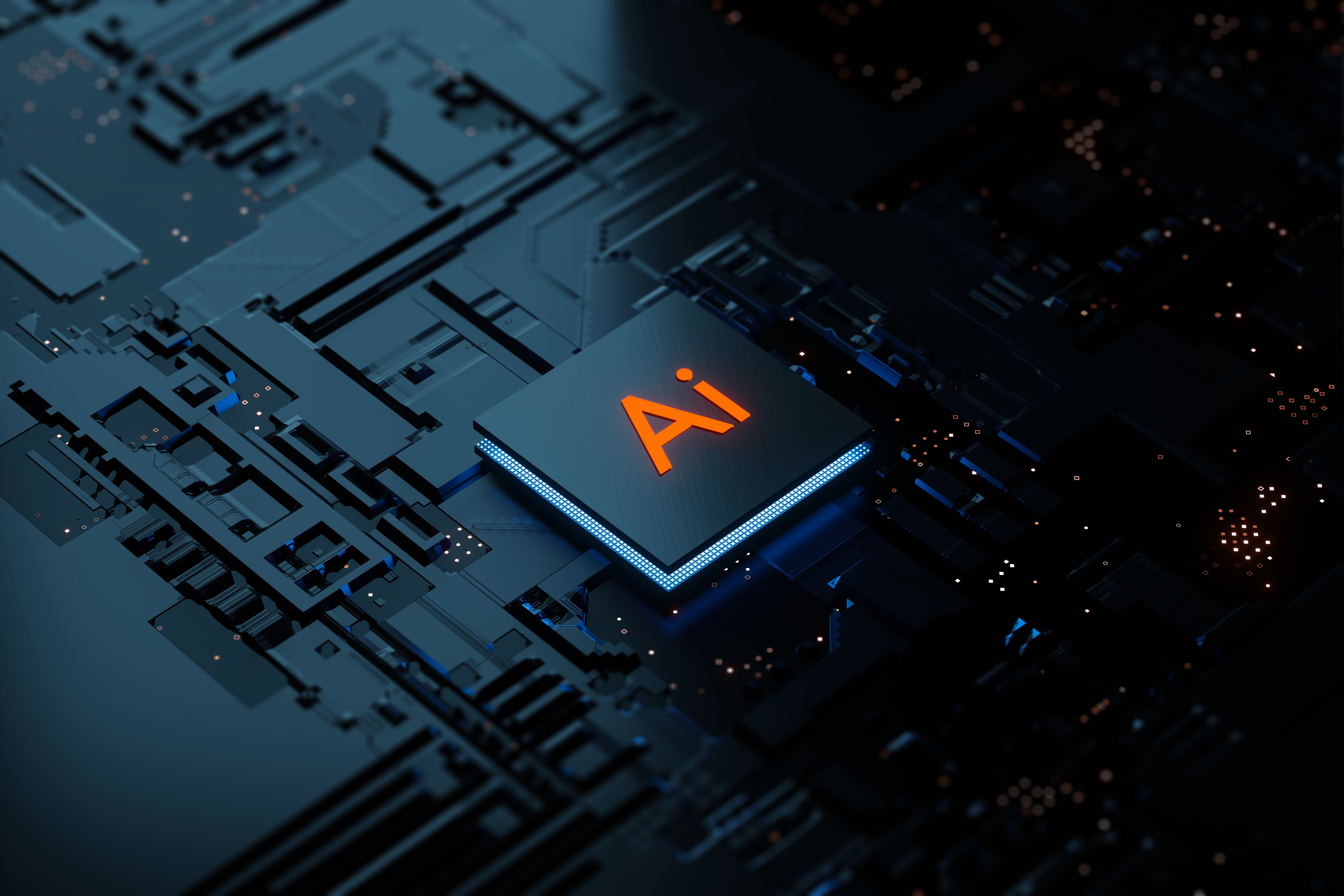 AI Artificial Intelligence Technology Chipset CPU on Circuit Board