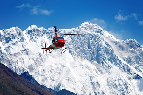 Mountain Rescue Helicopter Flying