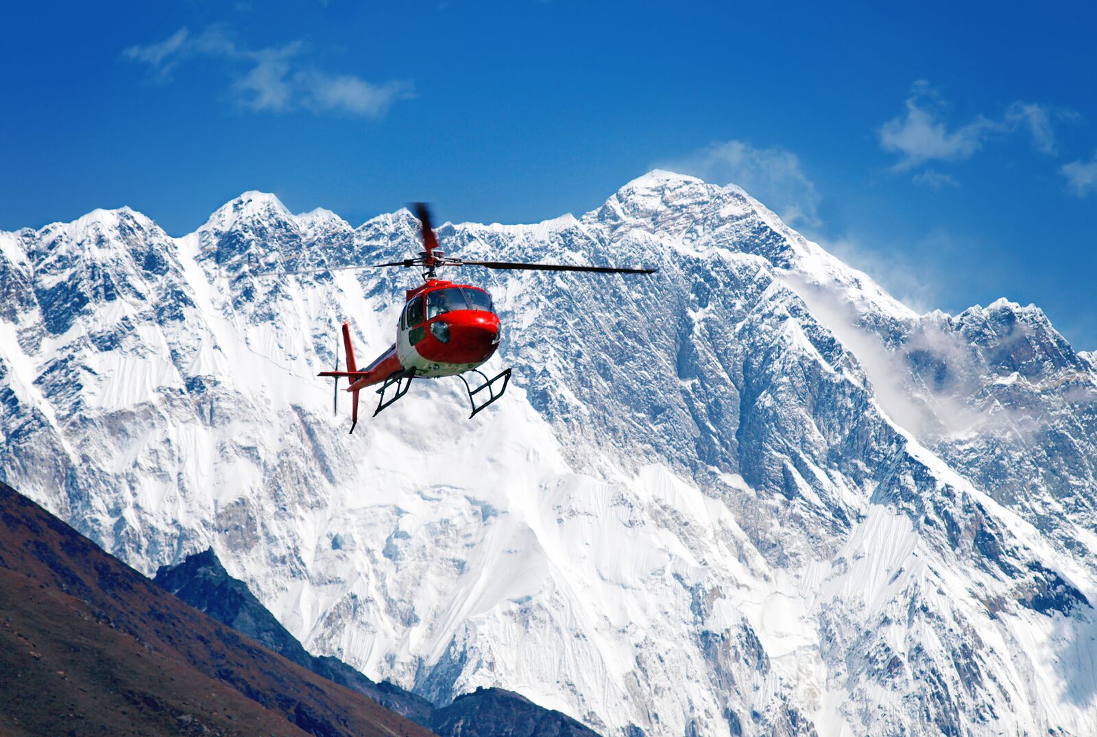 Mountain Rescue Helicopter Flying