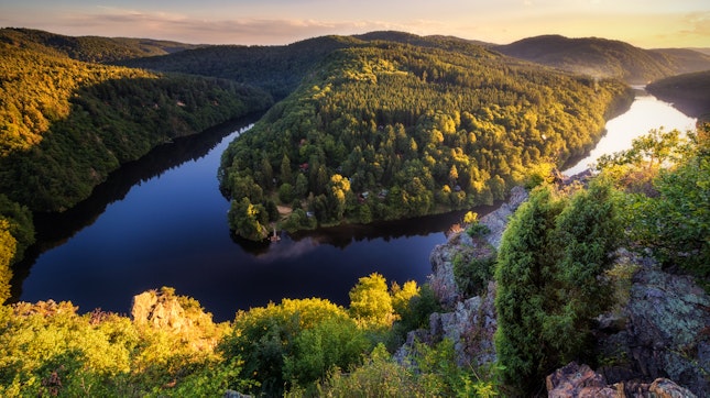 River Running through Alpine Landscape