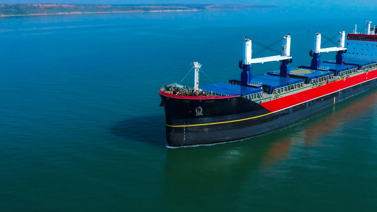 Aerial View of Large Container Ship