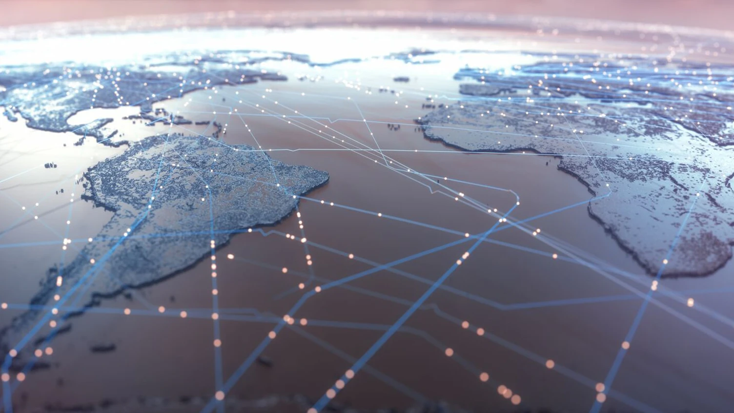 World Map Showing Connections