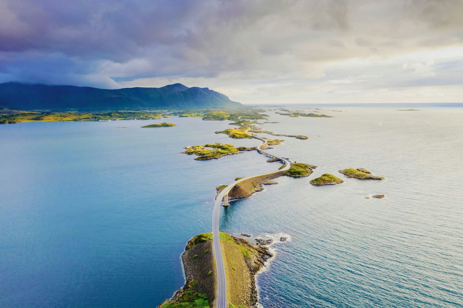 Aerial View of the Storseisundet Bridge Norway