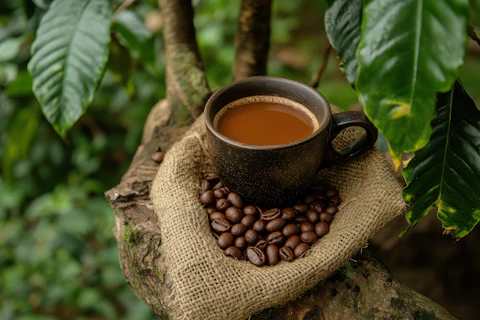 Coffee Mug with Coffee Beans