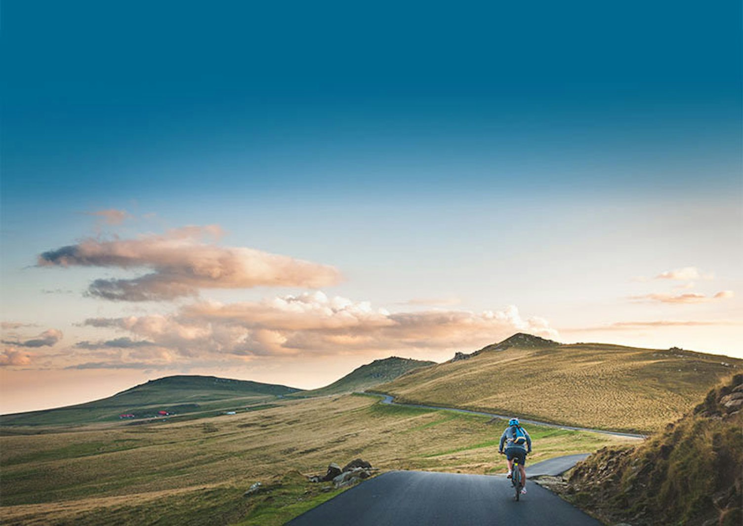 A cyclist biking