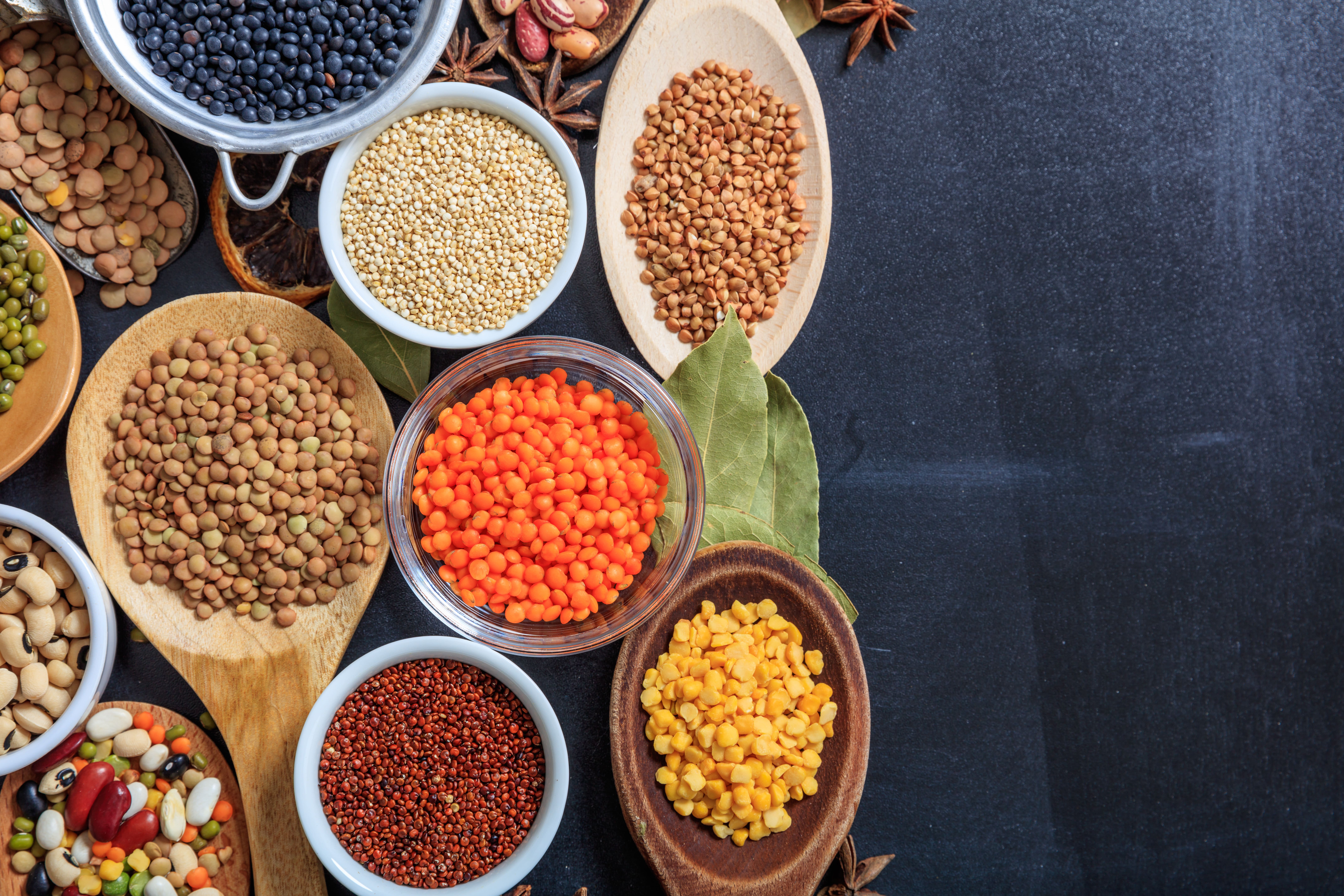 Assorted Legumes in Bowls