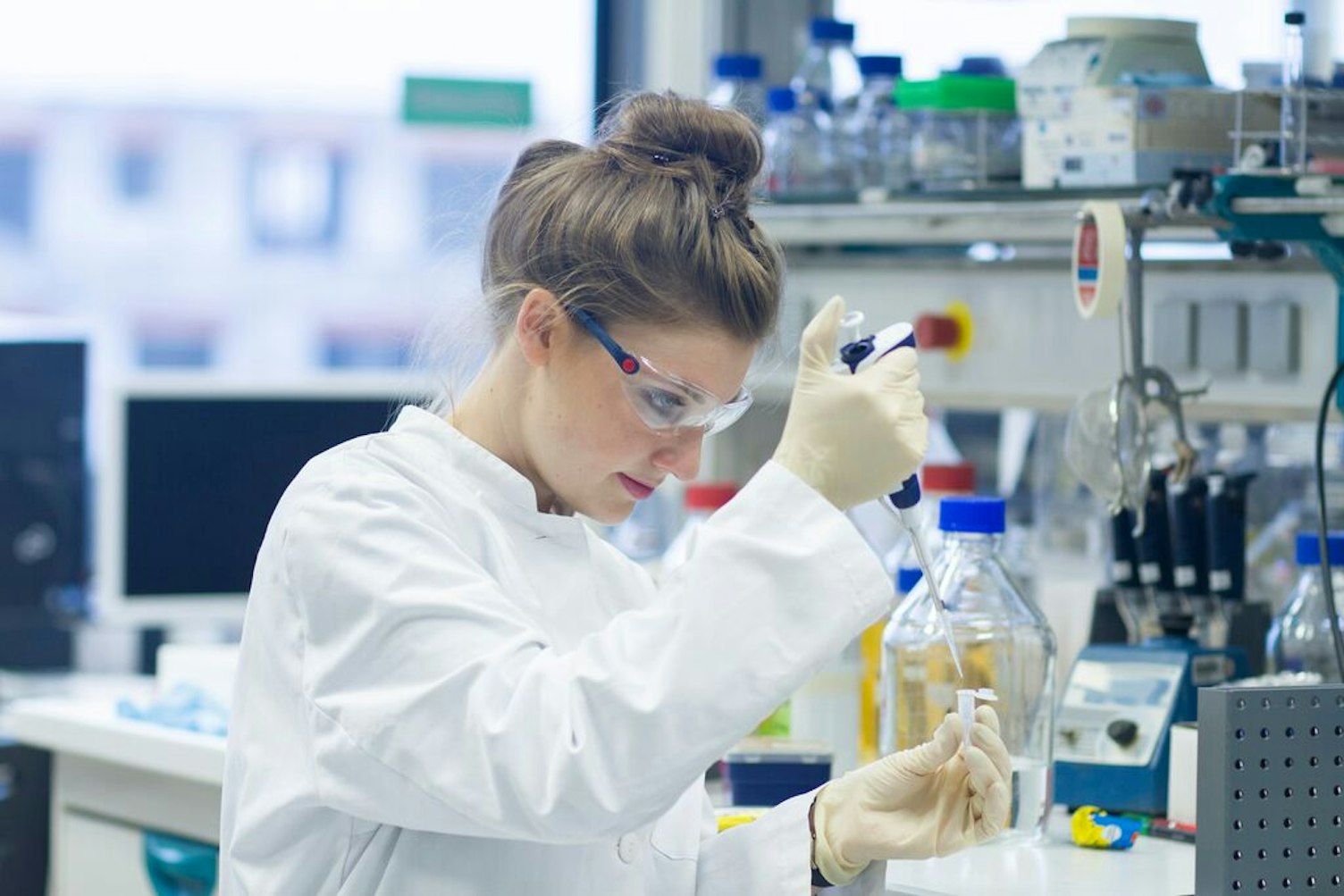 Biologist Testing some Samples in a Laboratory