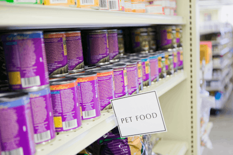 Canned Pet Food in Store
