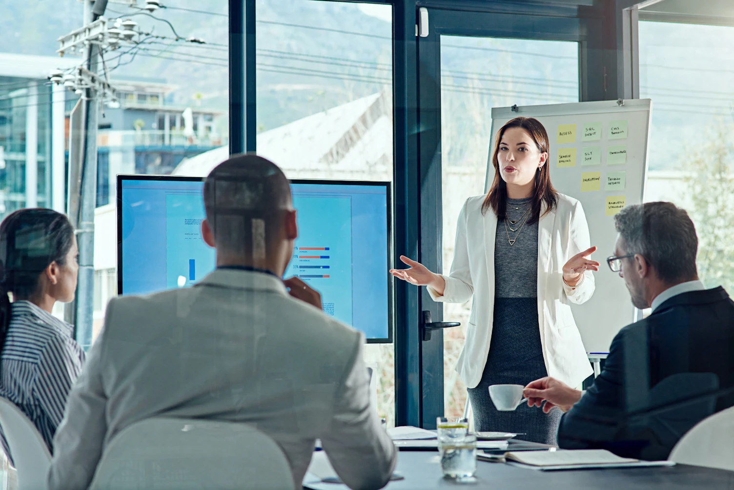 Feedback and Meeting with Business Woman in Office