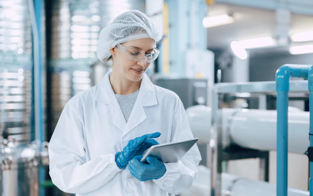 Inspector Checking Water Quality in Drinking Water Production Plant