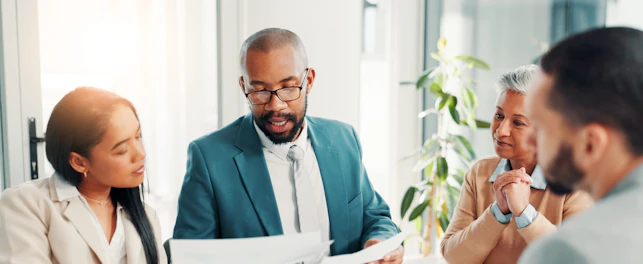 Interview and Opportunity with Business People in Boardroom